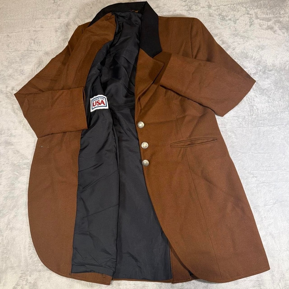 80s Vintage Pioneer Wear Western Duster Coat | Brown & Black | Small
